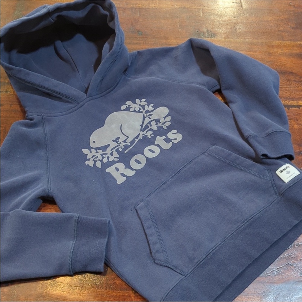 Roots Kids Navy Hoodie with Logo
